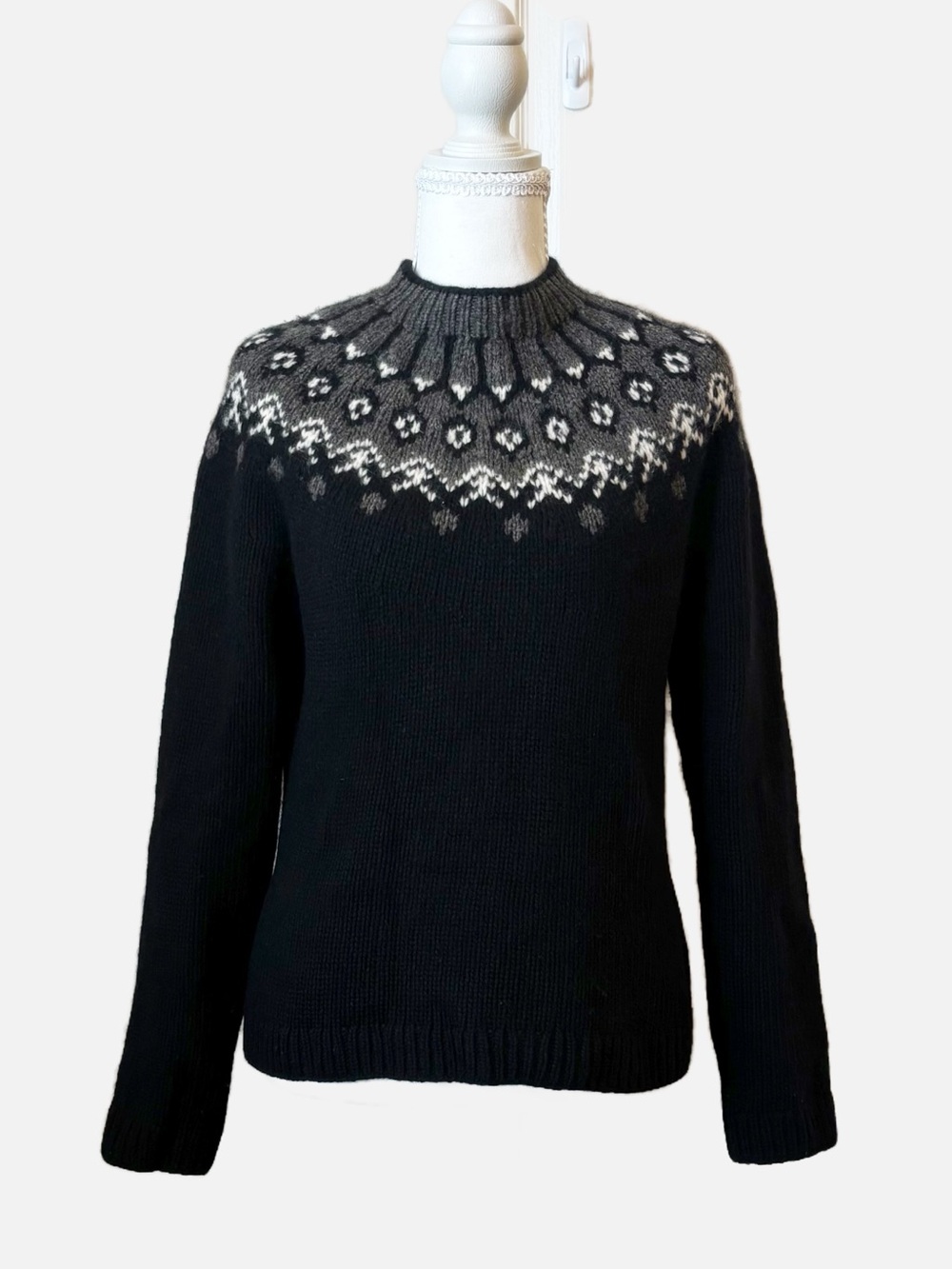 Lauren Ralph Lauren Hand Knit Wool Angora Blend Fair Isle Sweater Womens Medium